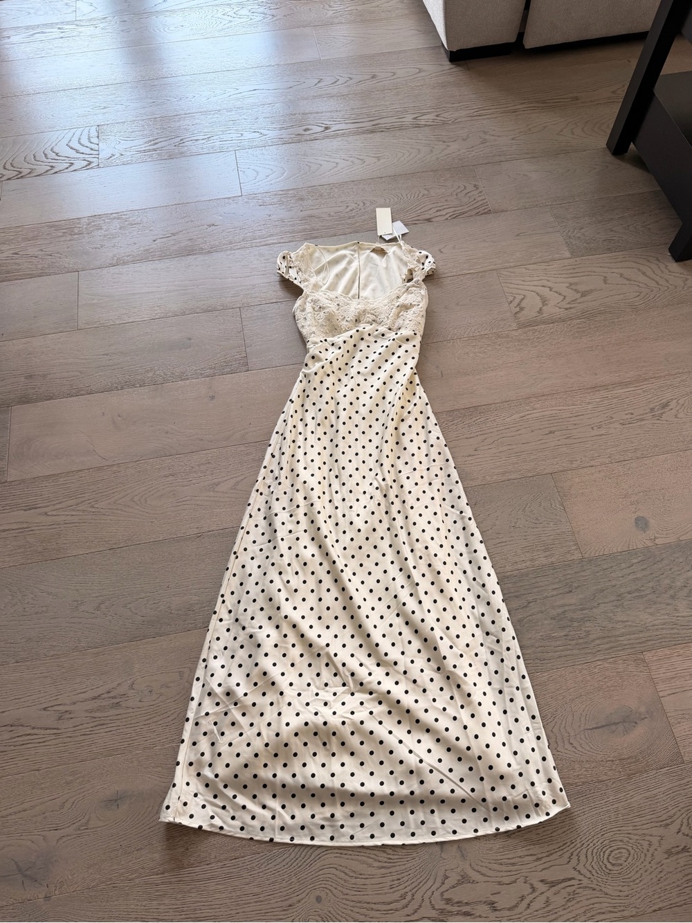 White Polka Dot Lace-Trim Maxi Dress - Women's